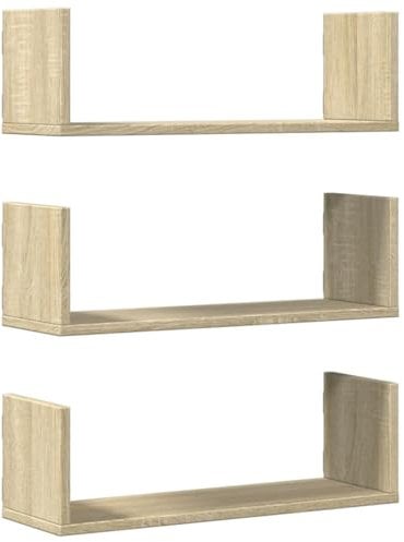 vidaXL Wandregale 3 STK., Wandregal mit Stauraum, Hängeregal für Esszimmer Wohnzimmer, Bücherregal Schweberegal Wandboard, Sonoma-Eiche Holzwerkstoff