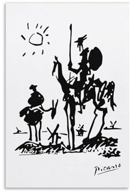 Picasso Don Quijote Linienzeichnung, Kunstposter, Leinwand, Wanddekoration, Raumdekoration, ästhetischer Schulbedarf, Gemälde, 30 x 45 cm