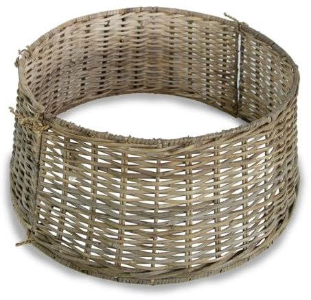 mgc24 Weihnachtsbaumring Rattan, handgefertigter Weihnachtsbaumrock aus Naturgeflecht, Hülle für Weihnachtsbaumständer, Ø 60 x 26 cm, grau-braun, teilbar