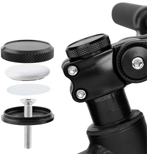MUQZI AirTag Fahrradhalterung, Versteckte Vorbaukappenhalterung für Apple AirTag, GPS Tracker Wasserdicht, Schwarz