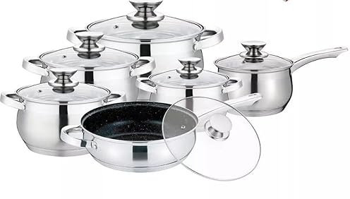 Royalty Line RL-1231 Set di 12 pezzi di pentole in acciaio inox con padella