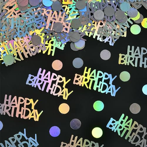 DazzJoy Glitzer Konfetti Tischdeko für Geburtstag 1-4,4cm, 250 Stk Happy Birthday Deko Luftschlangen für Frau Mann Mädchen Junge, Streudeko Confetti