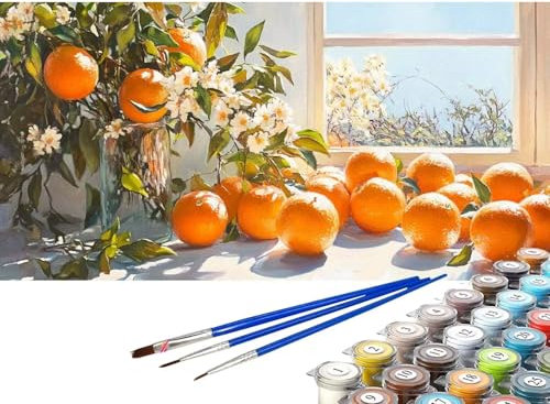 Malen nach Zahlen Erwachsene XXL 200x100 cm Groß Malen nach Zahlen Fenster Paint by Numbers Obst Kinder Anfänger Handgemalt Ölgemälde Bastelset mit Pinseln Acrylfarbe, Wohnzimmer Deko Geschenke C-60