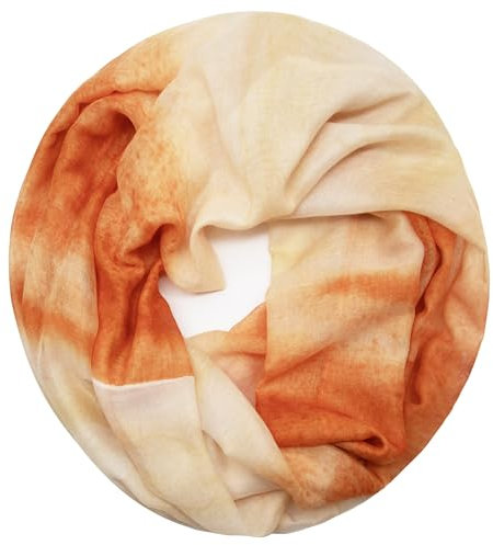 Gloop Damen Schal leichter Loop Schlauchschal Tuch Viele Farben 72 × 48 cm (Orange-Hellgelb)