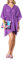 Goldenpoint Donna Copricostume Estivo - Abito Corto con Maniche a Pipistrello e Scollo a V con Coulisse in Cotone Tinta Unita Taglia Unica Colore Viola