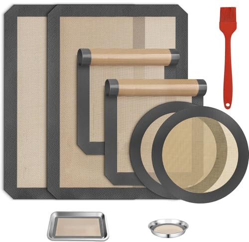 Silicone Baking Mat, Set of 6 Non Stick Silicone Baking Sheets, 16.5x11.6/11.81x8.26/8.26x8.26 Three Sizes, Reusable Heat Resistant Mat 250°C/480°F for Baking Trays/Cookware/Oven