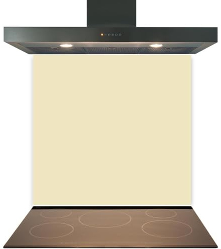 Cream Glass Kitchen Splashback – 6mm Toughened Heat-Resistant Glass, Polished Edges, Easy-Clean Hob & Cooker Splashback (60 x 60cm)