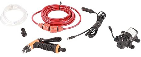 12V Hochdruck Wasserpumpe für Auto Boot, Sprühpistolen Reinigungsgerät, Mobiles Wasch-Set mit 12V Pumpe, Geeignet für Fahrzeuge und Boote, Leistungsstark und Tragbar