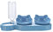 Colcolo Comederos triples para Gatos, Botella de Agua automática, Antideslizante, inclinable y Elevado, para Cachorros, Platos de Viaje, Comida húmeda y Seca, Azul Claro
