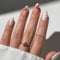 SXVME Gel Press on Nails Short Almond, French Tip False Nails with White Marble Design, Cherry Full Cover Nude Pink Fake Nails Press ons, Cute Stick on Nail for Women Summer Decoration 24 Pcs