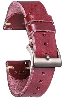 PctkeLsend 18, 20, 22 mm Herren-Retro-Uhrenarmbänder aus handgefertigtem Leder mit Schnellverschluss, passend for die meisten Uhren mit flacher Öffnung(127-Whisky,22mm)