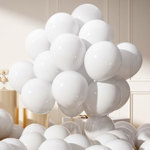 AULE Luftballons Weiß Helium Geburtstag: 50 Stück 12 Zoll Luftballon Weiss Ballons Latex Geburtstagsdeko Weiße für Hochzeit Junggesellenabschied Geburtstag Deko