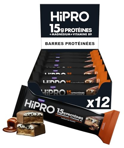 HiPRO Barre Protéinée – Caramel – 45g – Riche en Protéines, Magnésium & Vitamine B9 - Pack de 12
