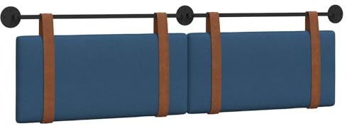 vidaXL Hängendes Kopfteil Blau Antikes PU, Schlafzimmer Deko, modernes Wandkopfteil, rechteckiges Design, minimalistischer Stil, Schaumstoff Polsterung