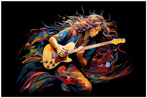 Wallario Küchenrückwand selbstklebend 90 x 60 cm, Motiv: Farbiges Gitarrenspiel | Spritzschutz abwischbar & pflegeleicht