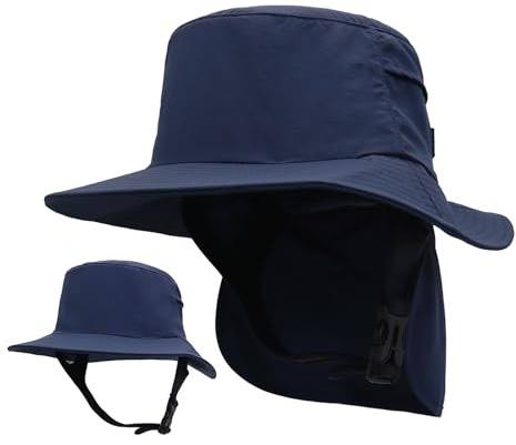 Huakunda Herren Surfhut Damen Sonnenhut Mit Abnehmbarer Nackenschutz UV-Schutz UPF50+ Strandhut Fischerhut für Surfen Wandern