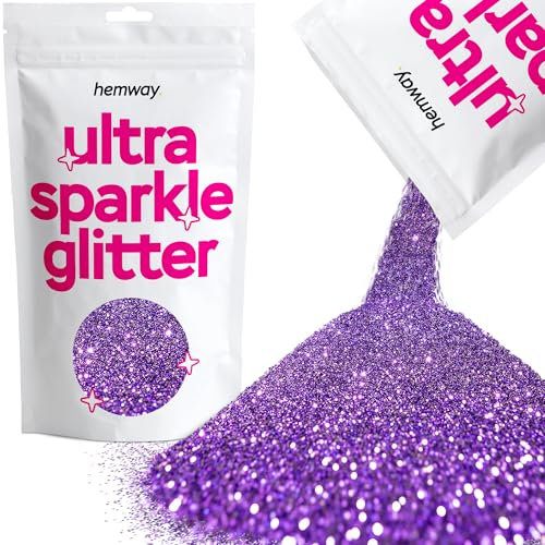 Hemway Hochwertiger Mehrzweck-Glitzerstaub/Puder 100 g Einzigartige Farben zur Verwendung bei Bastelarbeiten, Weinglas-Arrangements, Dekoration von Hochzeitstischen, für Geschenke, Karten, Blumen, Kosmetika, auf Gesicht, Augenlidern, Körper, Nägeln, Haut, Haar, Bärten, Glitzer, violett