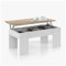 Habitdesign 0F1640A - Table Basse élévatrice Low Cost, Table de Salle à Manger Fini en Chêne Canadien - Blanc Artik, Mesure 100 cm (Longueur) x 45-56 cm (Hauteur) x 50 cm (Profondeur)