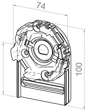 Elero Motorlager für Vorbauelemente | Einbau links oder rechts | Kastengröße 137mm | für RevoLine M Antriebe (Einbau rechts)