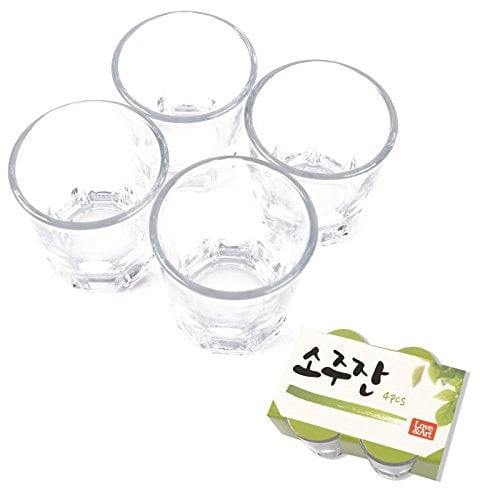 Lot de 4 verres à soju coréens transparents pour whisky, tequila et liqueurs, passent au lave-vaisselle, 50 ml