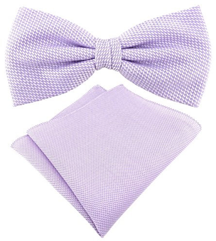 TigerTie Designer Fliege Pique in flieder gemustert, vorgebundene Schleife 100% Baumwolle + Einstecktuch + Fliegenaufbewahrungsbox