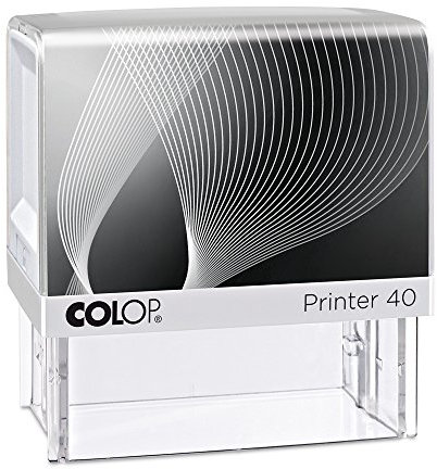 Colop Printer 40 (50x23 mm - max. 6 Zeilen) Stempel mit Wunschtext personalisieren – selbstfärbender Stempel als Namensstempel, Adressstempel, Firmenstempel (Weiss/Schwarz
