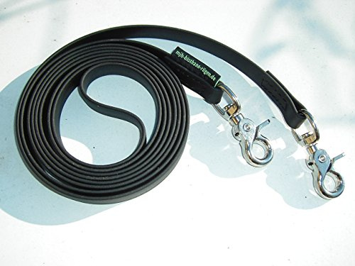 MJH weiche Zügel 16mm breit schwarz vernäht Edelstahl (2,00m)