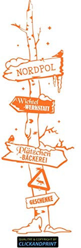 CLICKANDPRINT Aufkleber » Wegweiser Weihnachten, 320x99,6cm, Pastellorange • Wandtattoo/Wandaufkleber/Wandsticker/Wanddeko/Vinyl