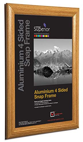 Stewart Superior A1 Aluminium 4 Sided 25mm Front Loading Picture/Poster Snap Frame - Light Wood Finish
