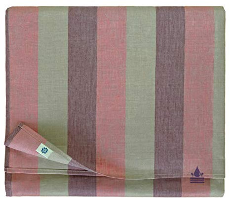 Linen & Cotton Tischdecke Wachstuch Gartentischdecke Silva - 100% Leinen, Lila Rosa Grau (147 x 200 cm) Eckig Tischtuch Tischwäsche Garten Outdoor Wasserabweisend Pflegeleicht Beschichtet