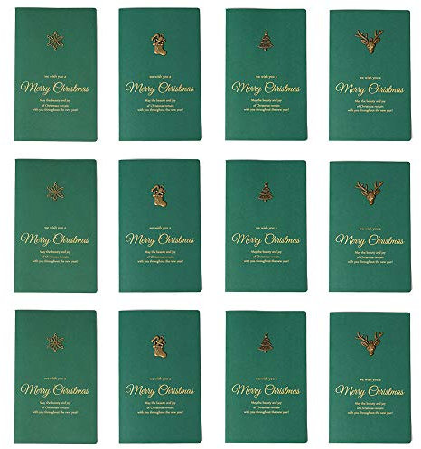 Shulaner 12 Stück Blanko Vintage Weihnachtskarten mit Umschläge set, Frohe Weihnachten, Frohes Fest, Vintage Merry Christmas Greeting Card grußkarten weihnachten geschäftlich