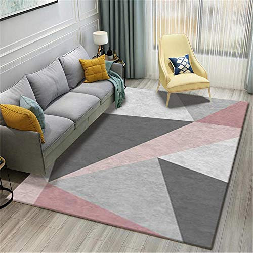 TEPPICH-CY-ZK Moderno Salotto morbido tappeto,Rosa grigio nero moderno semplice motivo geometrico Super morbido soggiorno camera da letto tappeto-80 * 160 cm