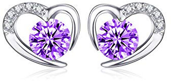 LYL.Adorer Orecchini Donna Viola,Argento 925,Orecchini Cuore Amorevole, 5A Zirconi, Regali per Donna