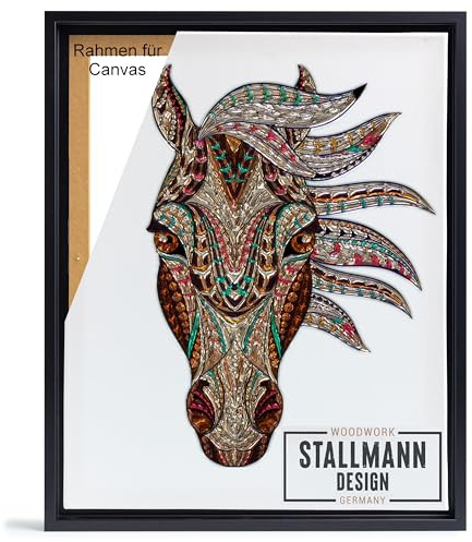 Stallmann Design Schattenfugenrahmen für Leinwände auf Keilrahmen | Farbe: Schwarz | Größe: 50 x 100 cm | Rahmen ohne Glas & Rückwand | mit Montagezubehör