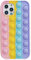 Herbests Kompatibel mit iPhone 12 Pro Max Fidget Toys Phone Case Pop Fidget Reliver Stressspielzeug Silikon Schutzhülle Stoßfest Handyhülle Push Pop Bubble Fidget Sensory Toy,Regenbogen
