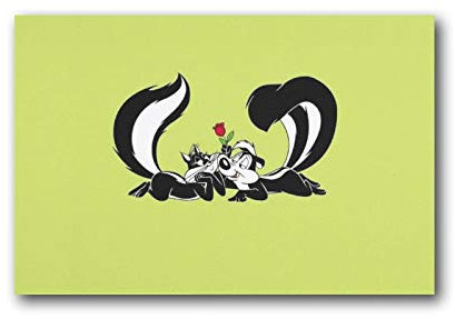 RUIFEN Pepe Le Pew Animiertes Poster Französisch gestreiftes Stinktier-Poster, dekoratives Gemälde, Leinwand, Wandkunst, Wohnzimmer, Poster, Schlafzimmer, Malerei, 20 x 30 cm