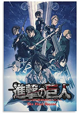 GNKIO Anime Poster Attack on Titan The Final Season Poster Dekorative Malerei Leinwand Wandkunst Wohnzimmer Poster Schlafzimmer Malerei 08x12inch(20x30cm)