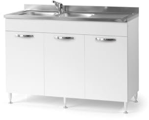 small Mobile Mobiletto Sottolavello Per Cucina Componibile Bianco Frassinato (85x50x120)