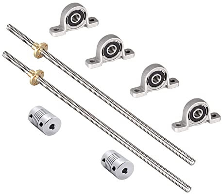 iYueMps 2 Set 800mm T8 Gewindespindel Set, 304 Edelstahl 8mm Gewindestange mit Messingmutter, Vertikaler Stehlager, Flexible Kupplungen für 3D-Drucker und CNC Maschine