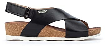 Pikolinos Sandalias cuña en Cuero Mahon para Señora Color Black