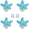 Pomos de estrella de mar para armarios, pomos de cerámica para cajones de playa, océano, para muebles, gabinetes, aparadores, armarios, 4 piezas (azul)