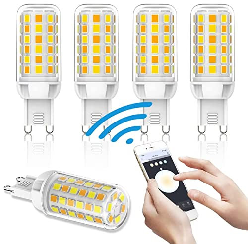 G9 Smart WLAN Glühbirne 4W Alexa LED Lampen Dimmbar 2700K to 6500K Birne Kompatibel mit Alexa und Google Home, Sprachsteuerung, Kein Hub Erforderlich, Smart Life” APP, WiFi Smart G9, 5er Pack