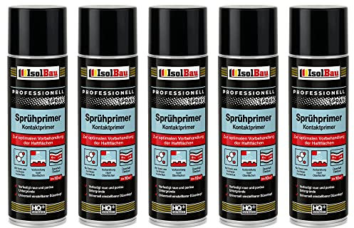 Isolbau Sprühprimer 5 x 500 ml - Kontakt-Primer zur Vorbehandlung der Haftflächen - Haftvermittler für Glas, Holz, Metall, Mauerwerk, PVC, Beton uvm