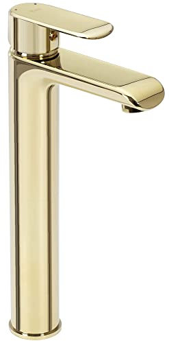Rea BLOOM GOLD RUBINETTO LAVABO ALTO Miscelatore da bagno in ottone Rubinetto monocomando caldo e freddo regolabile (Oro)