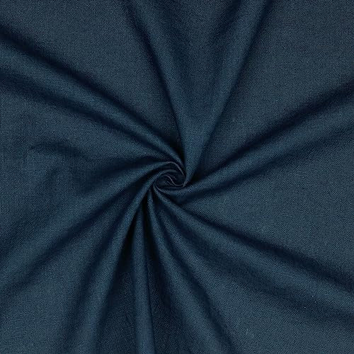 Leinen Stoff Meterware Uni 40 farben 100% Leinenstoff Naturstoff OEKO-TEX 140cm Breite (050 I Indigo)