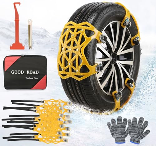 Auto Schneeketten,Profiwoab 7 Stück Universal Schneeketten,Notfall-Schnee-Reifenketten für die Meisten Auto Kleinwagen/SUV Vans LKWs Auto165-275 mm Neues Einsetzbares Rutschfestes