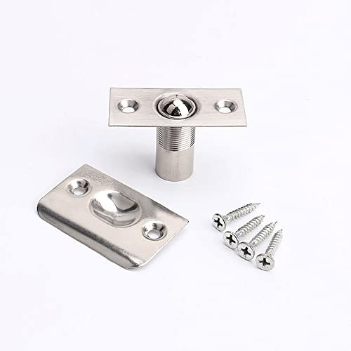 Door Ball Catch, 1Pcs Ball Door Catches for Internal Doors Adjustable Roller Ball Door Catch with Screws Spring Ball Bearing Door Catch for Kitchen Cupboard Cabinet, Silver
