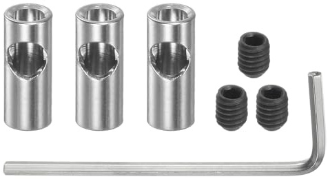sourcing map 3Stk Ritzelrad Adapter Antrieb Wellenkupplung 5mm bis 3,175mm | Ritzel Reduzierhülse Adapter Motorachse Umrüstung, 1/8, Mit 3Stk Grub Schrauben Sechskant Schlüssel