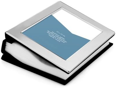 Brillibrum Design Fotoalbum versilbert Bilderrahmen Foto Einsteckalbum für 100 Fotos weiße Seiten Fotobuch mit Gravur (Gravur bis 25 Zeichen)