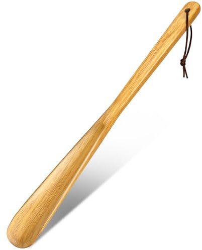 ZOMAKE Chausse Pied Long Bois - 40cm Chausse-pied Long Manche pour Homme Femme Enfant Chausses Ped Bois Support Chausse Pieds Rigolo de Stable(Jaune)